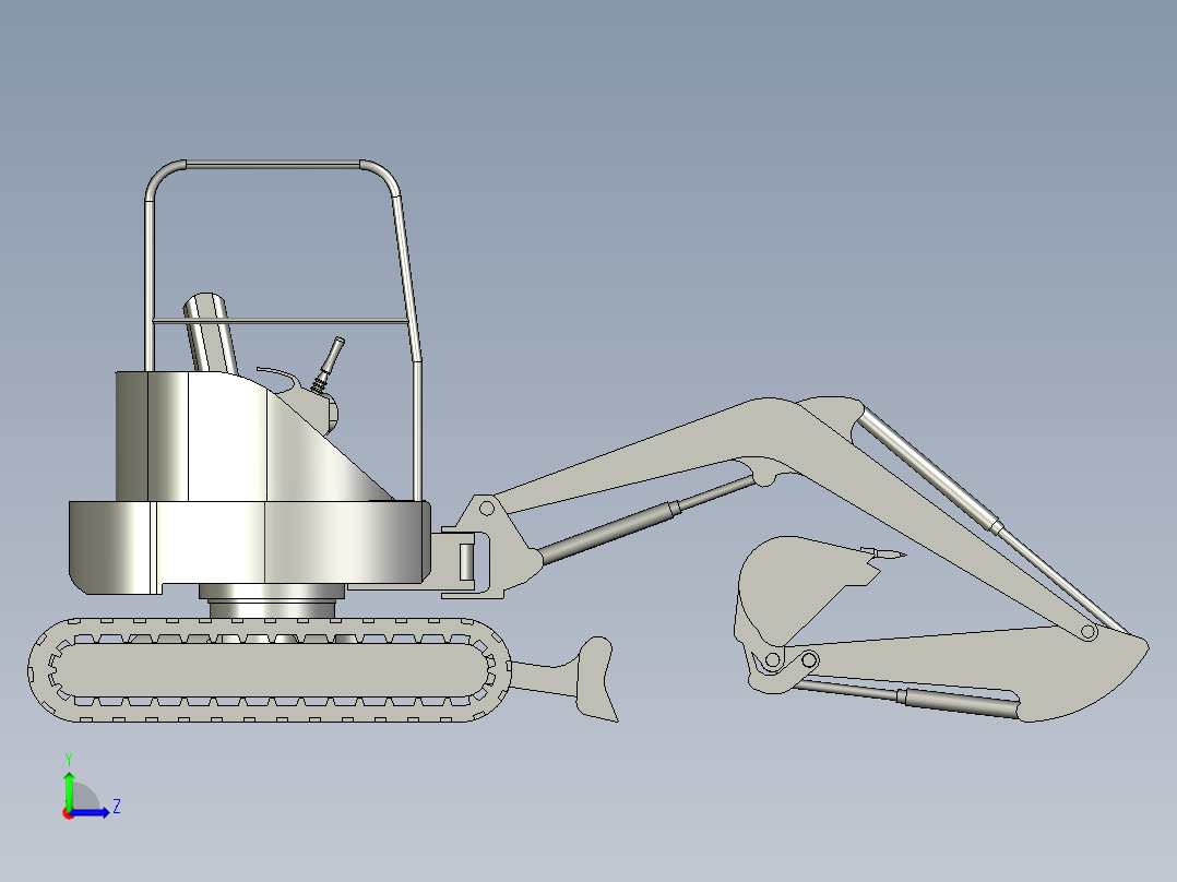 卡特彼勒小型履带挖掘机3D模型左视图