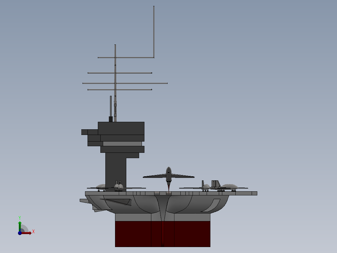 王建国-航母模型前视图