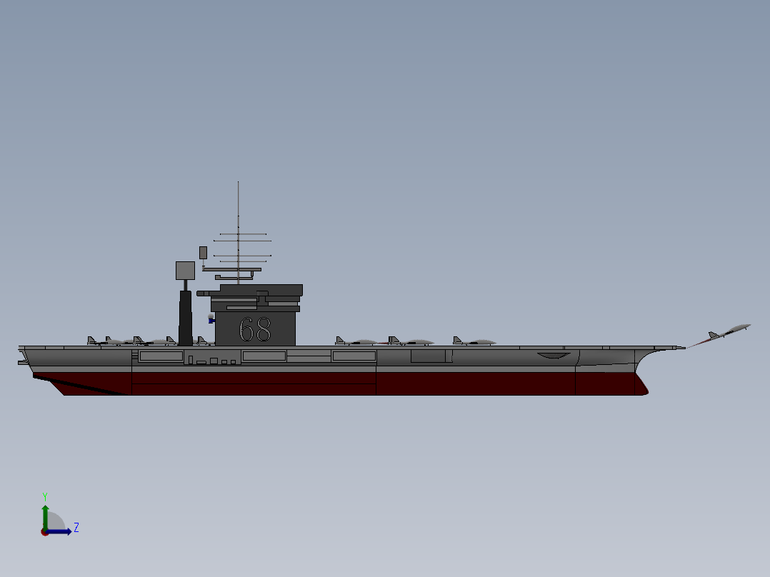 王建国-航母模型左视图