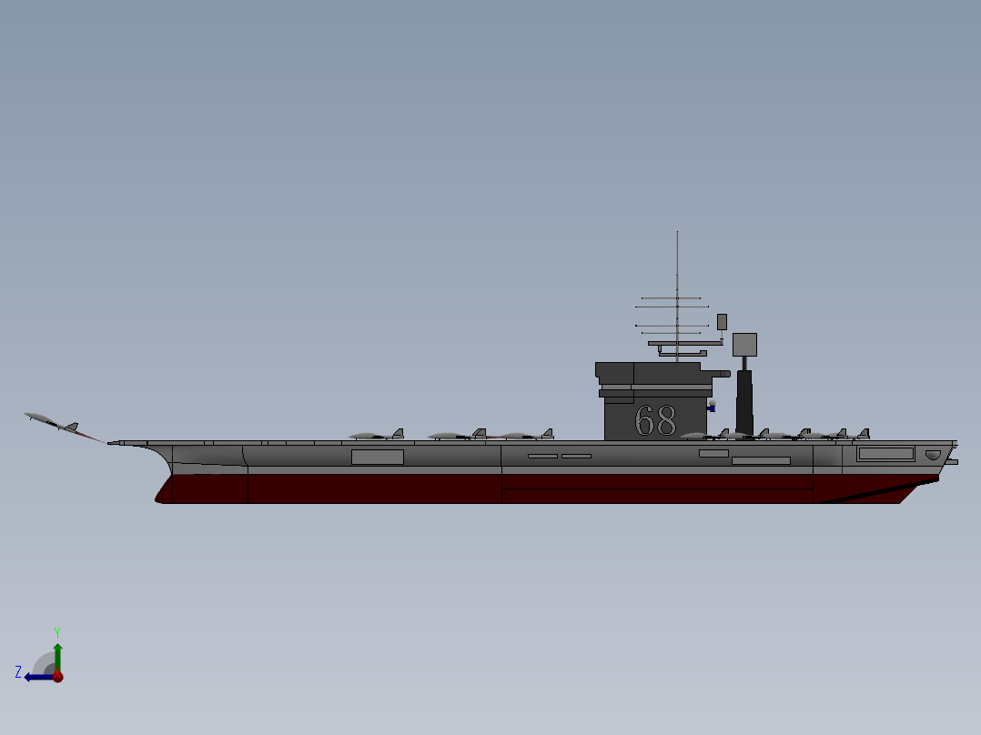 王建国-航母模型右视图