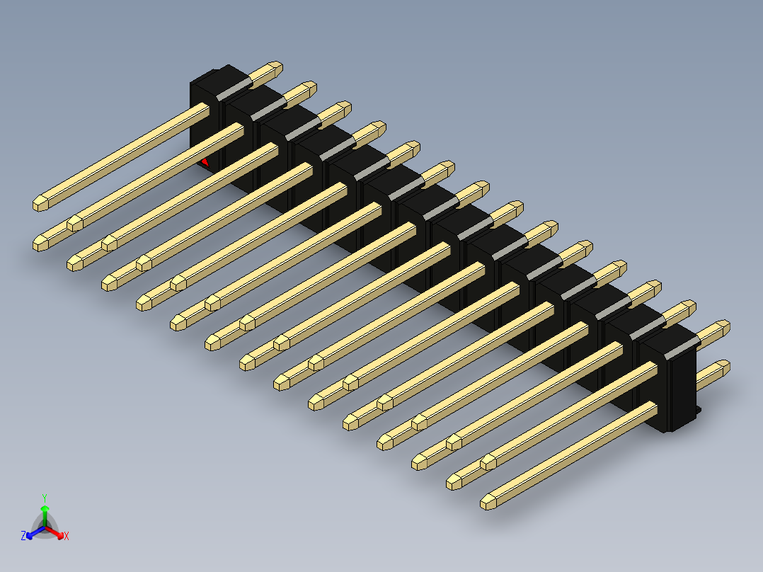 彩色公头100mil（2.54mm）系列-DS1021_black_2x14p_100mil_Type5_rev1.0主视图
