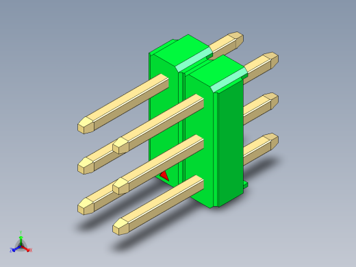 彩色公头100mil（2.54mm）系列-DS1021_green_3x02p_100mil_Type1_rev1.0正等轴测缩略图