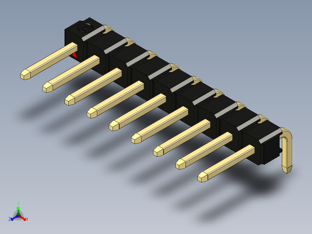 彩色公排针 100mil 2.54mm 系列-DS1022_black_1x09p_100mil_TypeD_rev1.0主视图