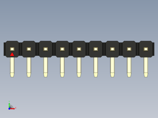 彩色公排针 100mil 2.54mm 系列-DS1022_black_1x09p_100mil_TypeD_rev1.0前视缩略图