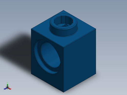 乐高机械组积木（横梁）-4119014 - 6541 Blue Technic Brick 1 x 1 with Hole正等轴测缩略图