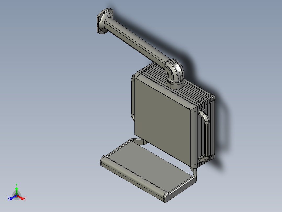 悬臂控制操控箱键盘支架-C1-固定底座-90度箱体连接器-500正等轴测图