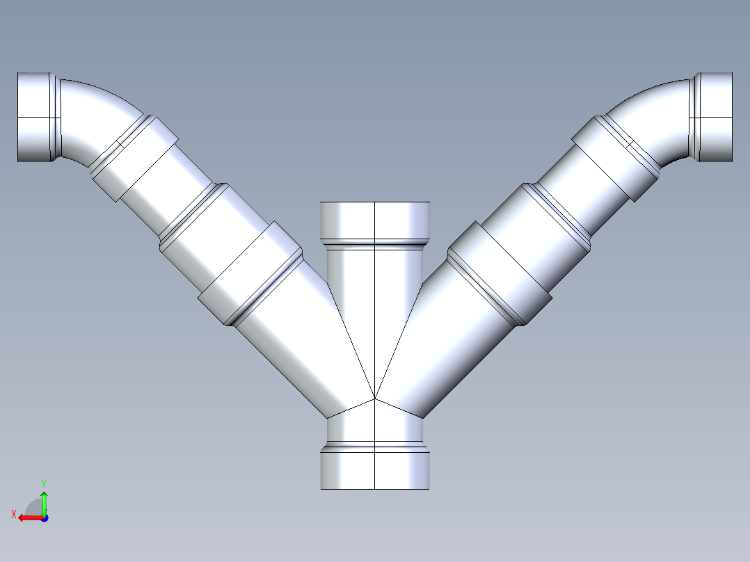 船舶管路系统S12_SeaDrainPLUS_DoubleComboReducingWye-SxSxSxS_37E268230_2x1-1-2in Sea Drain Plus - Double Combo Reducing Wye - SxSxSxS后视图