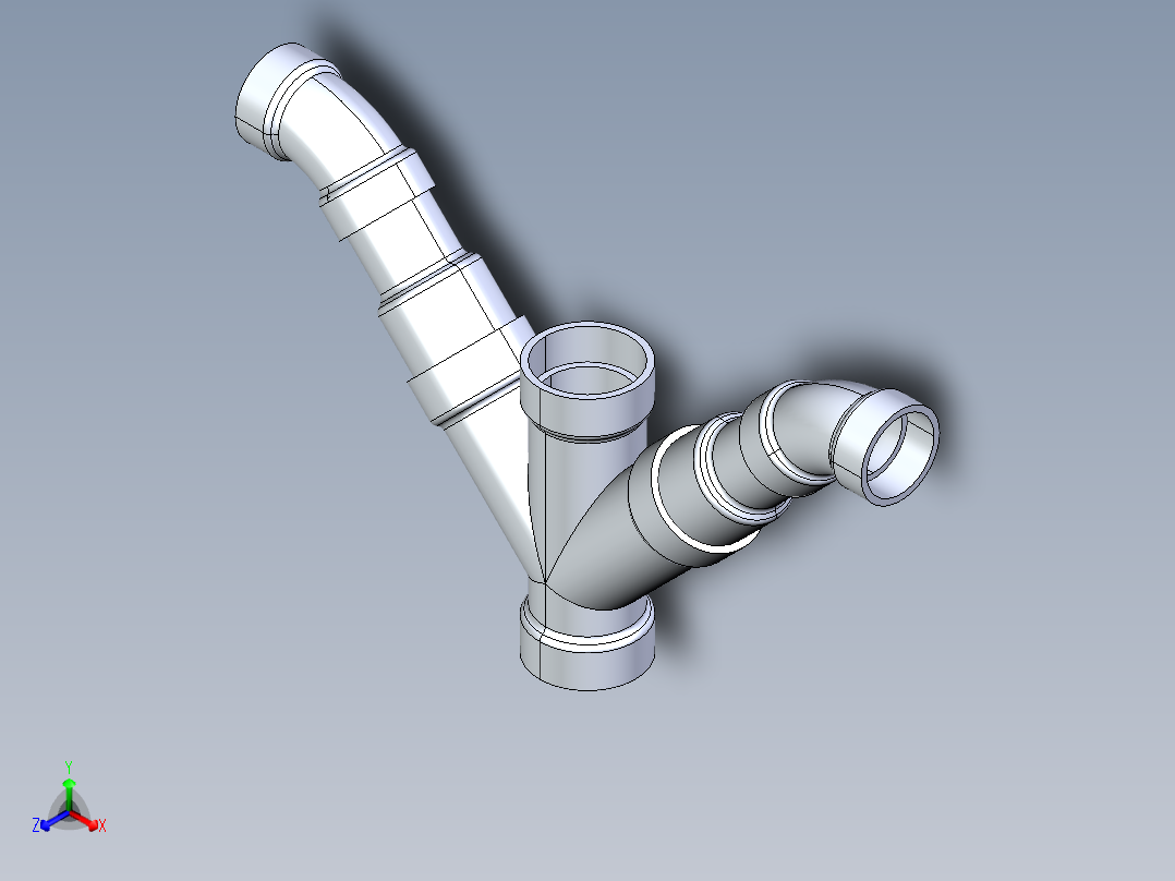 船舶管路系统S12_SeaDrainPLUS_DoubleComboReducingWye-SxSxSxS_37E268230_2x1-1-2in Sea Drain Plus - Double Combo Reducing Wye - SxSxSxS正等轴测图