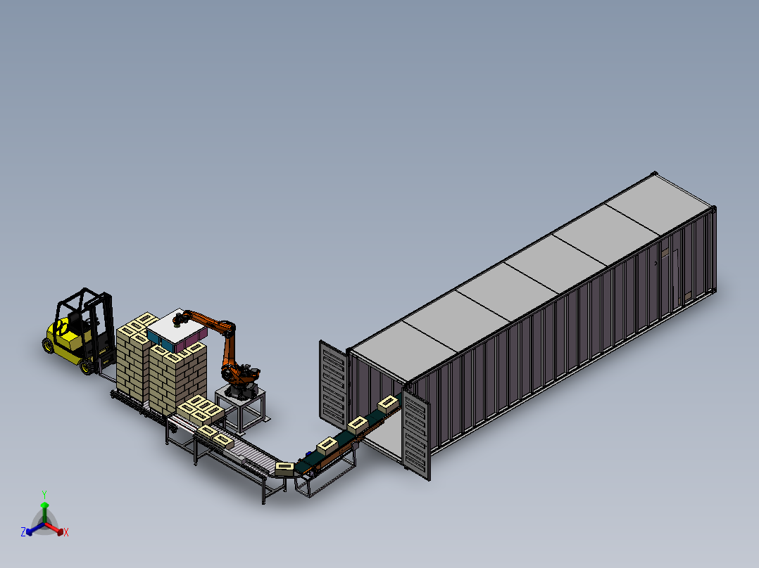 货箱码垛搬运线正等轴测图
