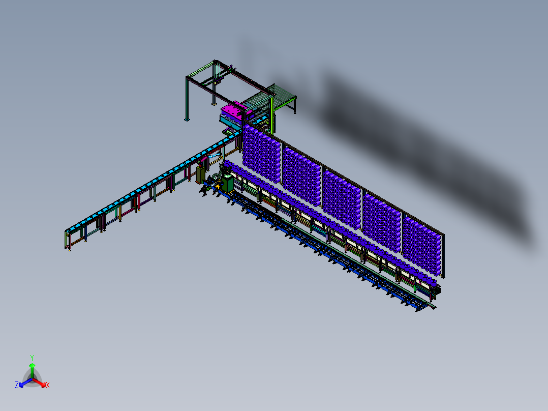 整经系统的纱筒自动上料装置前视图