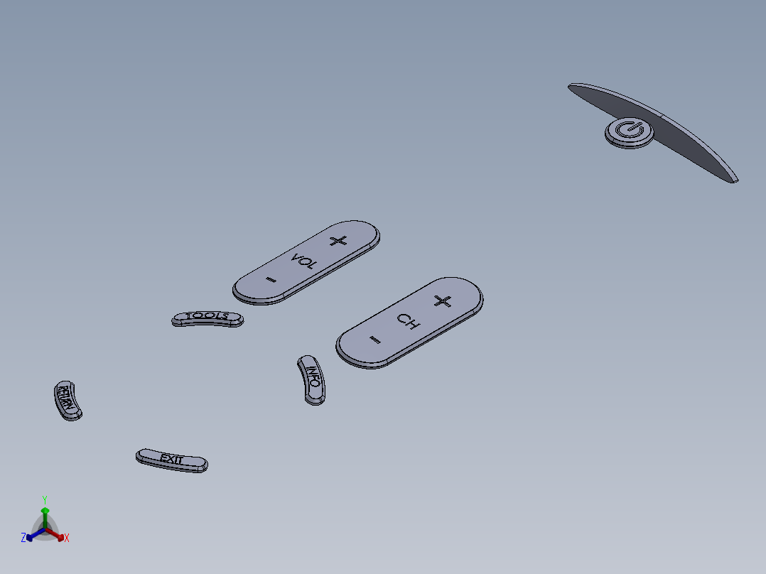 遥控器、遥控板(16)正等轴测图