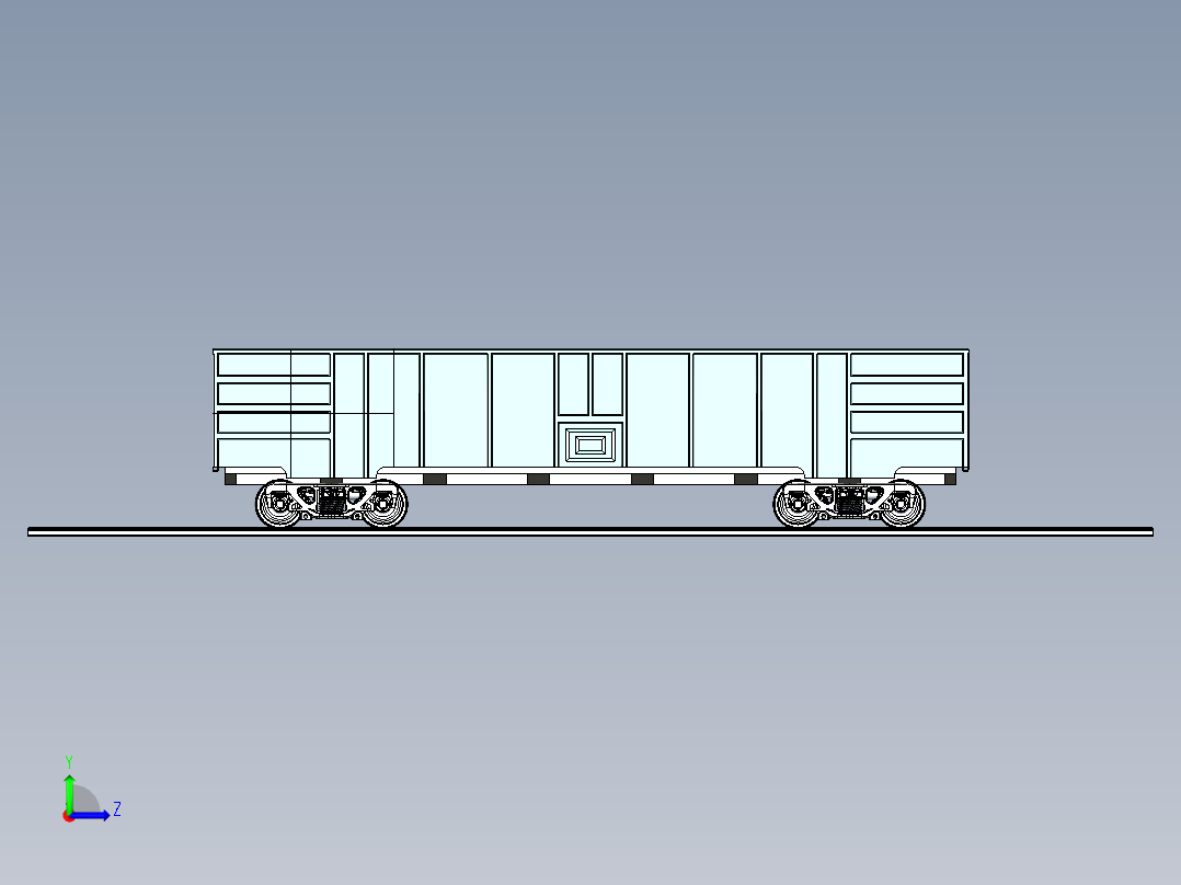 C80车模型（80吨级铝合金运煤敞车）左视图