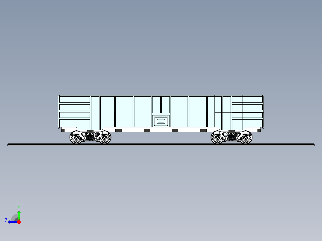 C80车模型（80吨级铝合金运煤敞车）右视图