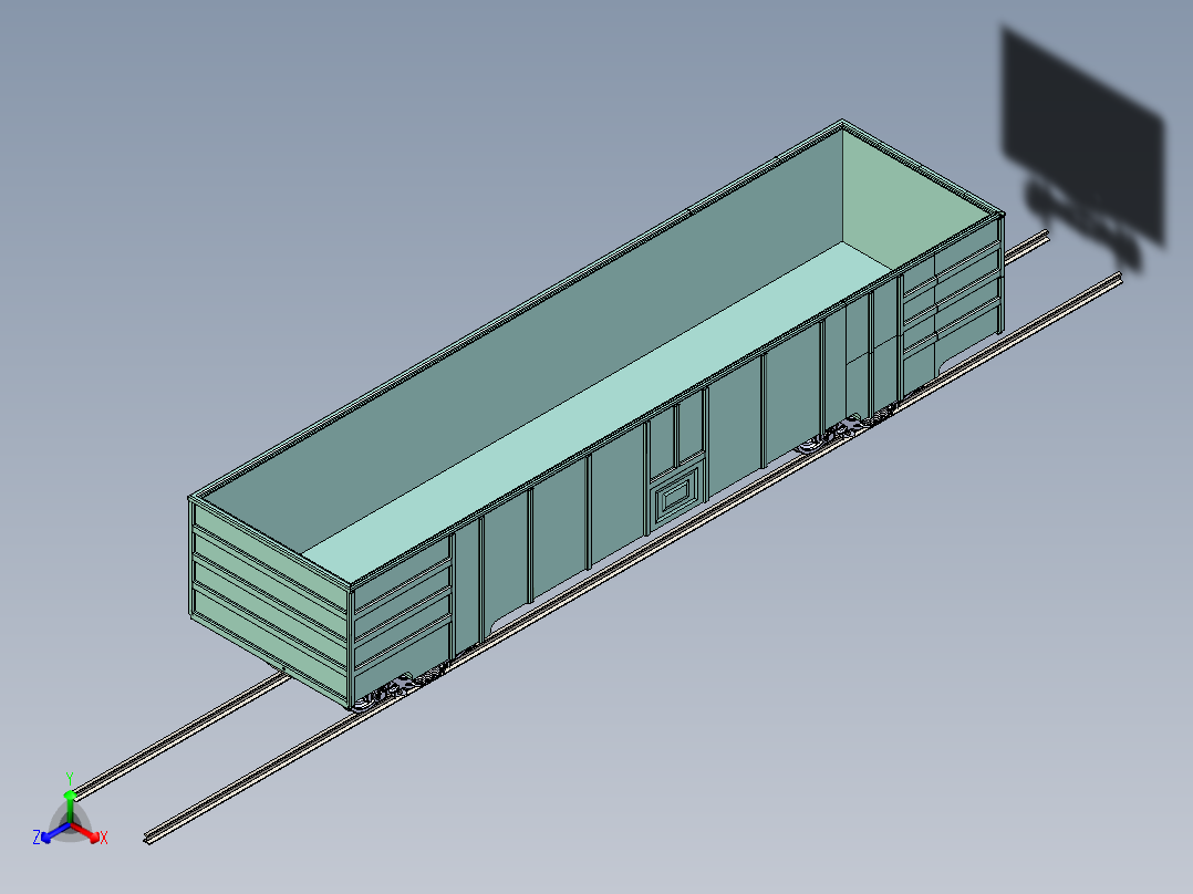 C80车模型（80吨级铝合金运煤敞车）正等轴测图