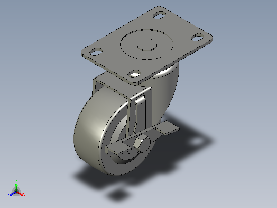 万向脚轮CBL21_75_P正等轴测图