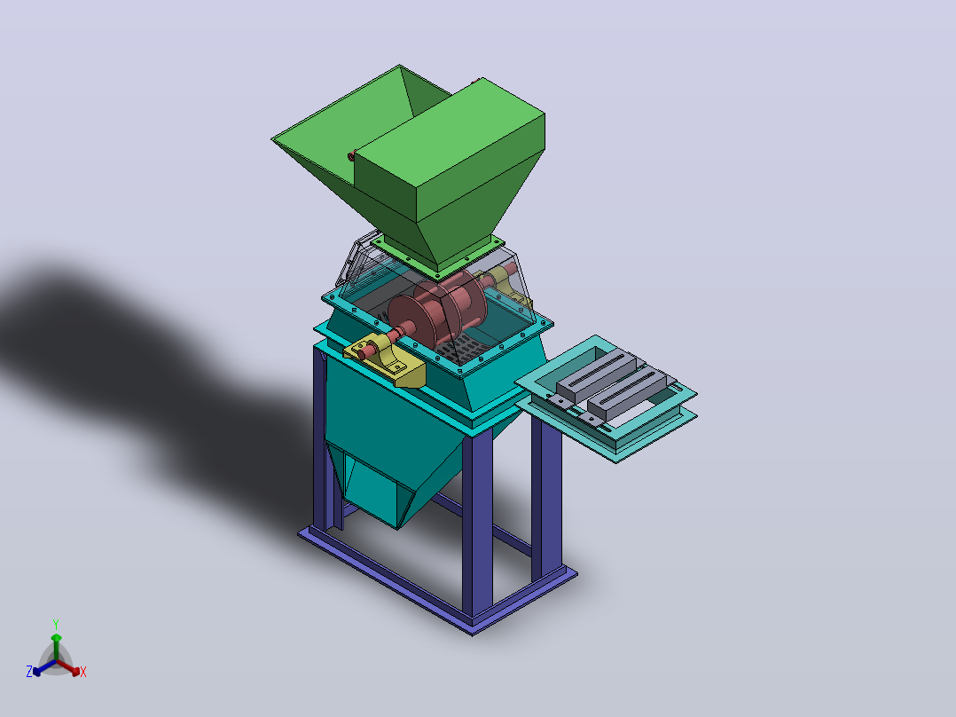 煤炭破碎机零件装配图coal-crusher-with-complete-模型格式为 sw正等轴测图