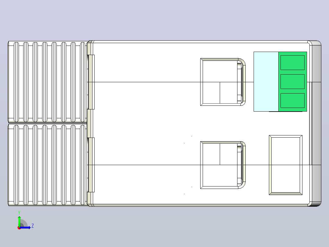 NU5-II-F 20-40-65 2p电涌保护器三维模型202307左视图