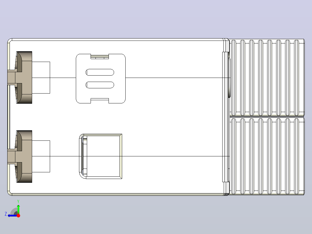 NU5-II-F 20-40-65 2p电涌保护器三维模型202307右视图