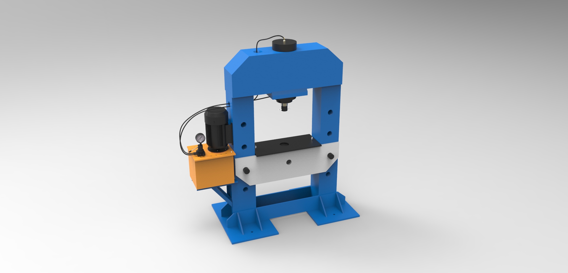 电动液压机3D模型图纸 STEP IGS等格式
