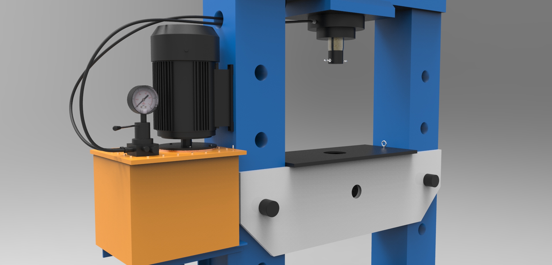 电动液压机3D模型图纸 STEP IGS等格式