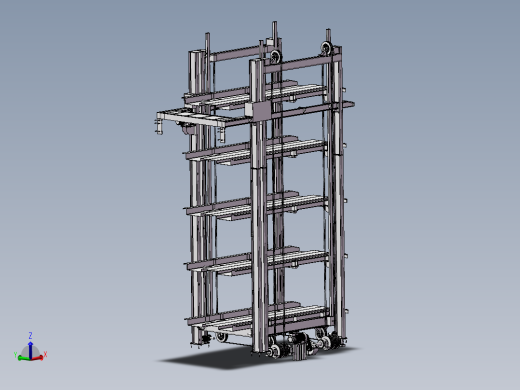五层沉箱式立体车库3D图纸 立柱式多层可升降立体车库3d模型