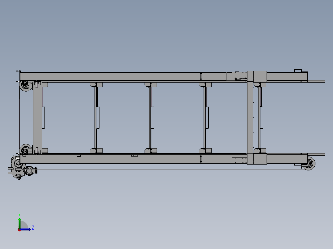 五层沉箱式立体车库3D图纸 立柱式多层可升降立体车库3d模型左视图