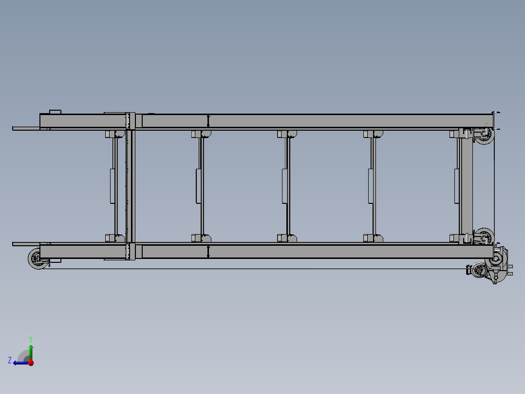五层沉箱式立体车库3D图纸 立柱式多层可升降立体车库3d模型右视图
