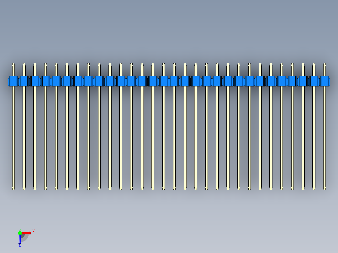 彩色公头100mil（2.54mm）系列-DS1021_blue_1x30p_100mil_Type43_rev1.0俯视图