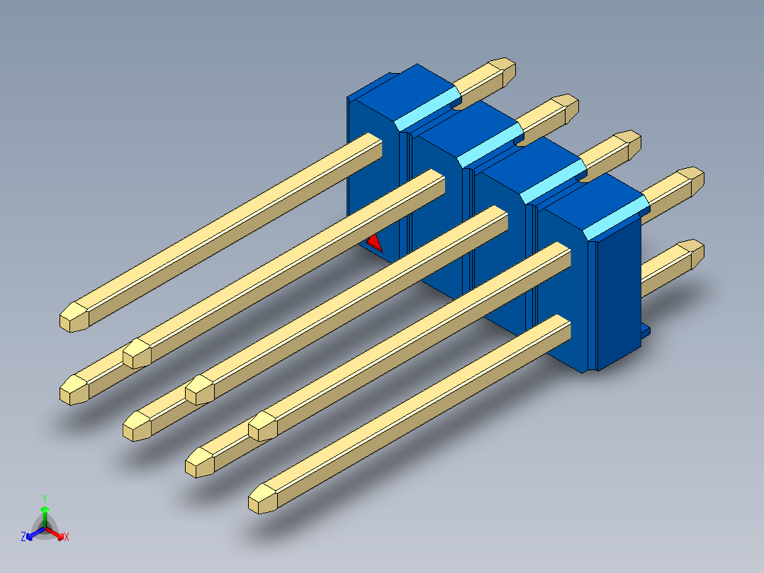 彩色公头100mil（2.54mm）系列-DS1021_blue_2x04p_100mil_Type5_rev1.0主视图