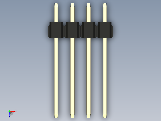 彩色公头100mil（2.54mm）系列-DS1021_black_3x04p_100mil_Type5_rev1.0俯视缩略图