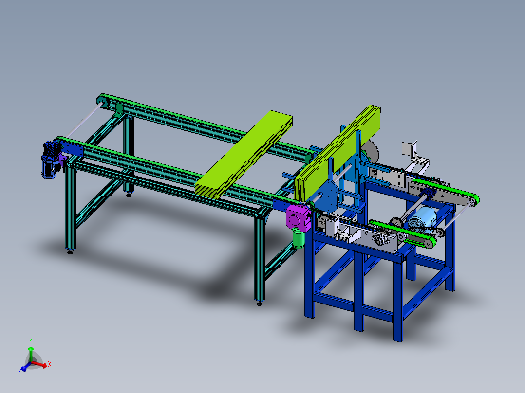 板材垛180度翻转输送-皮带+链条输送