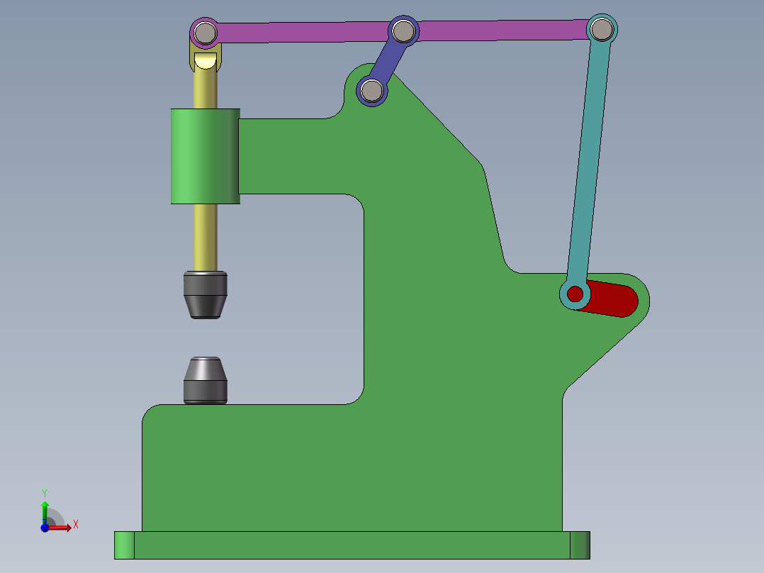 六杆曲柄滑块动力锤前视图