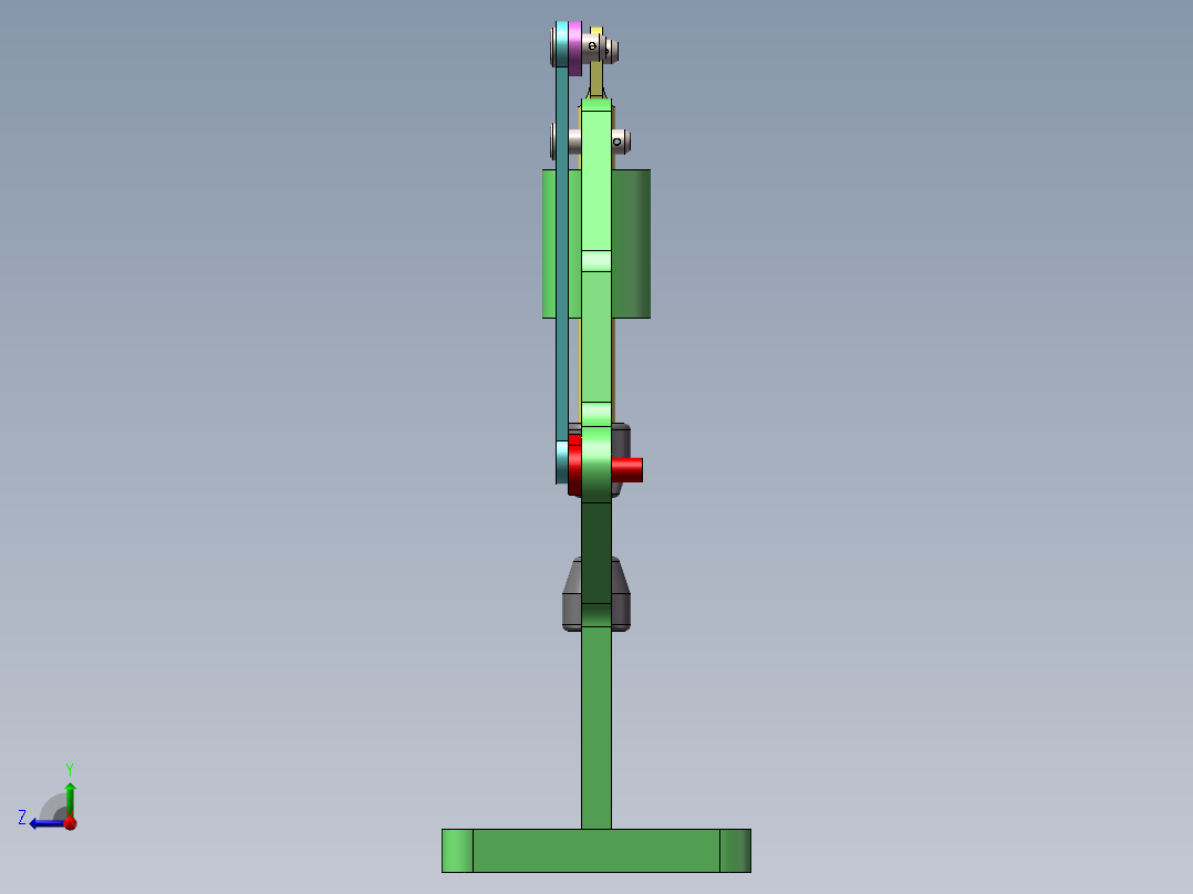 六杆曲柄滑块动力锤右视图
