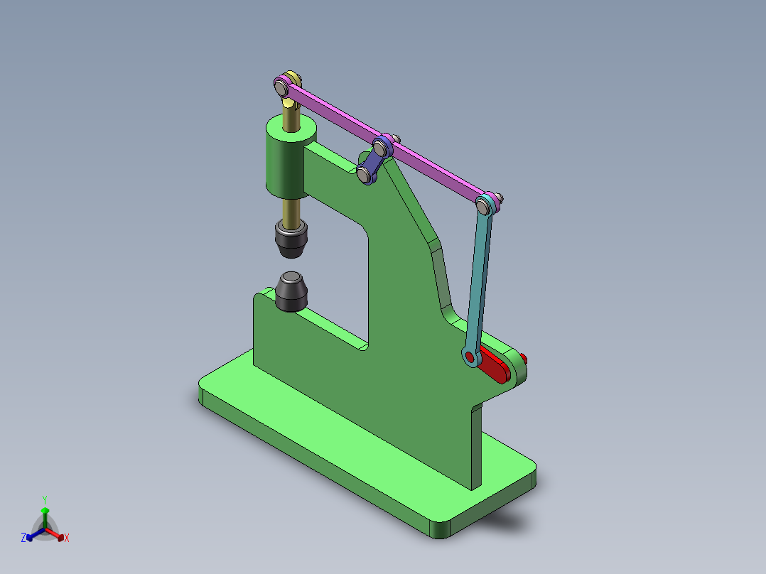 六杆曲柄滑块动力锤正等轴测图
