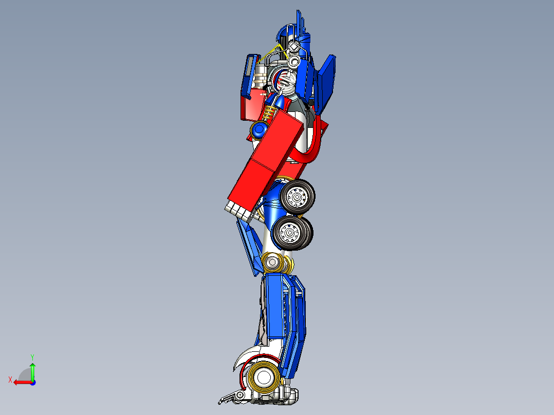 新型擎天柱机器人后视图
