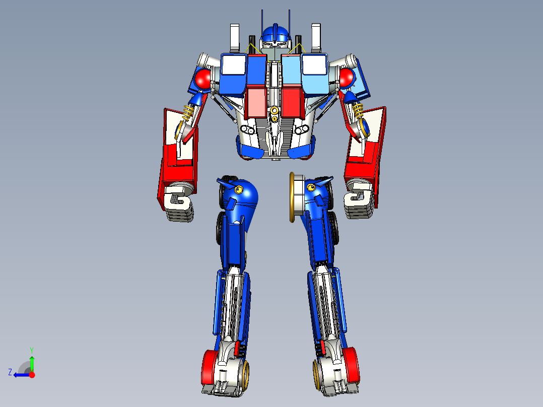 新型擎天柱机器人右视图