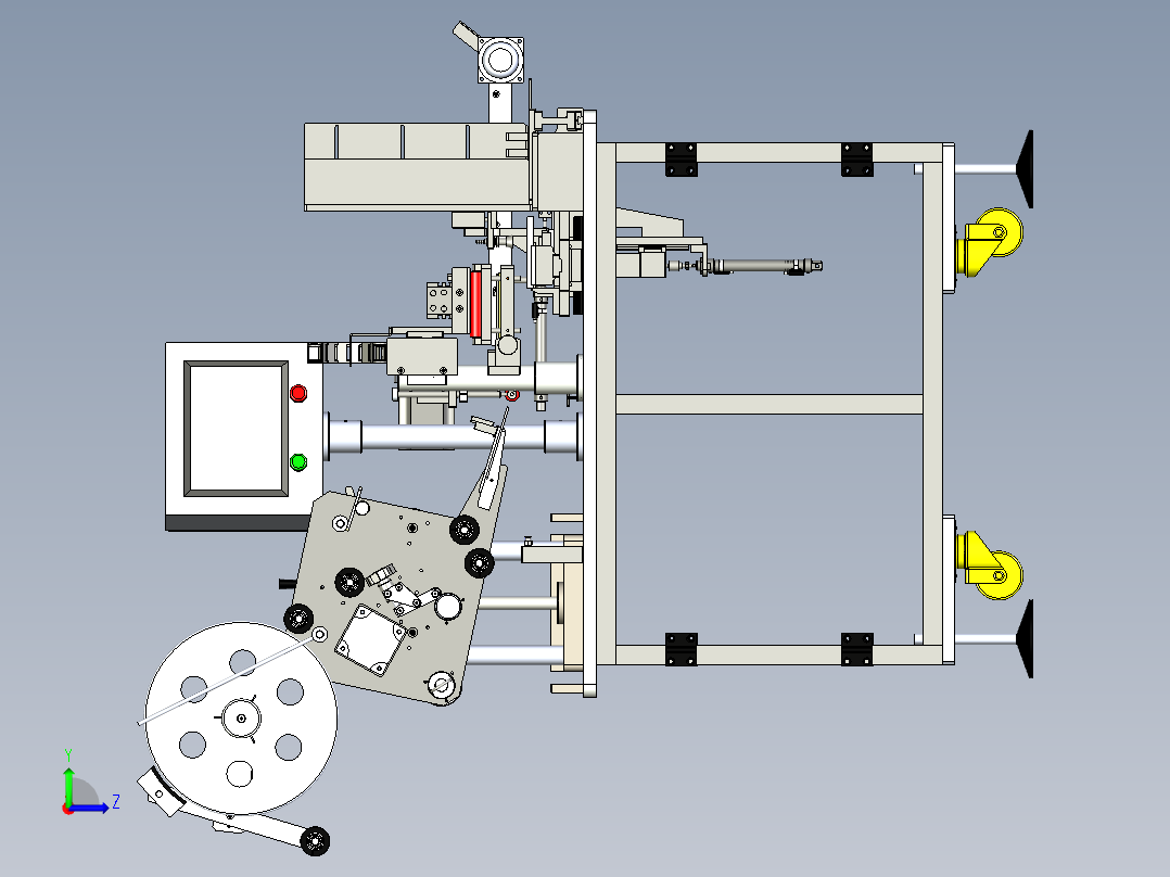 三代手机电池贴标机（全自动四面贴标机）左视图