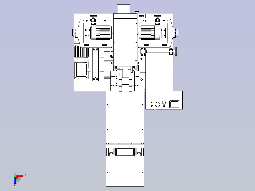 一款薄板切割成型机3D图纸俯视图