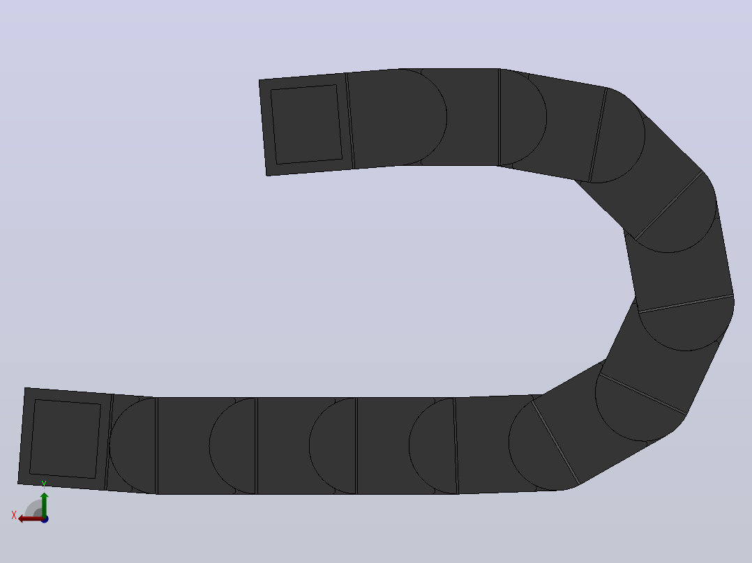 弯曲半径150内高60两侧打开型桥式拖链_DMD60BD-30-150-150R-30 (1)后视图