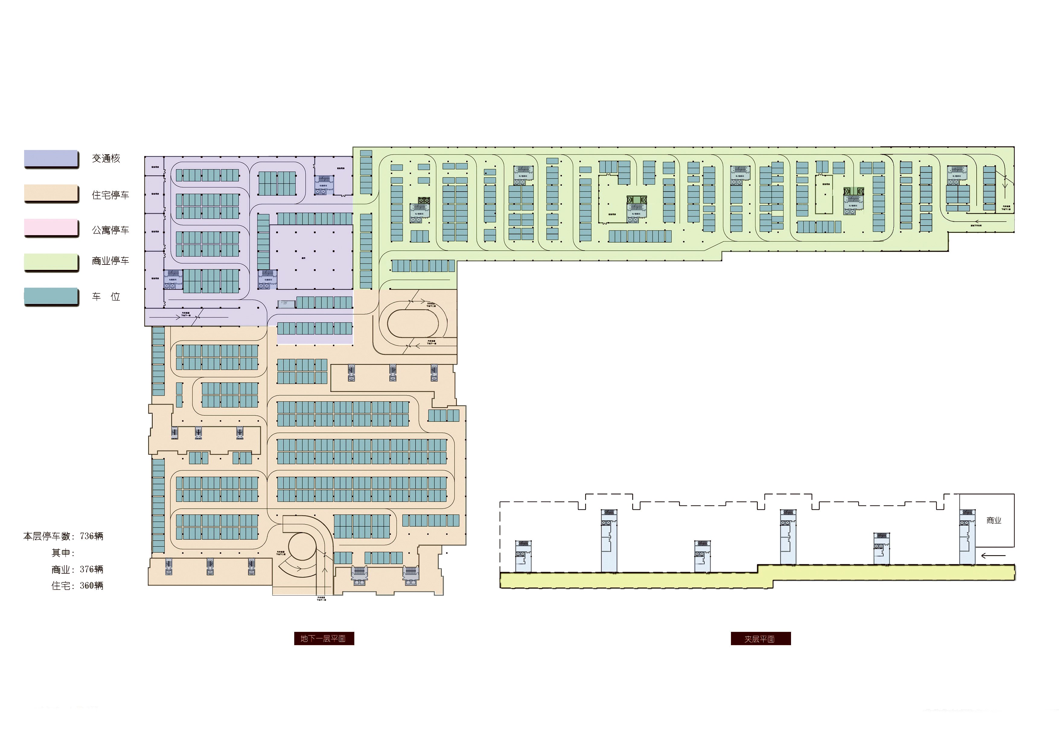 停车场地库CAD施工图纸地下车库出入口地面建筑素材平面图设计图