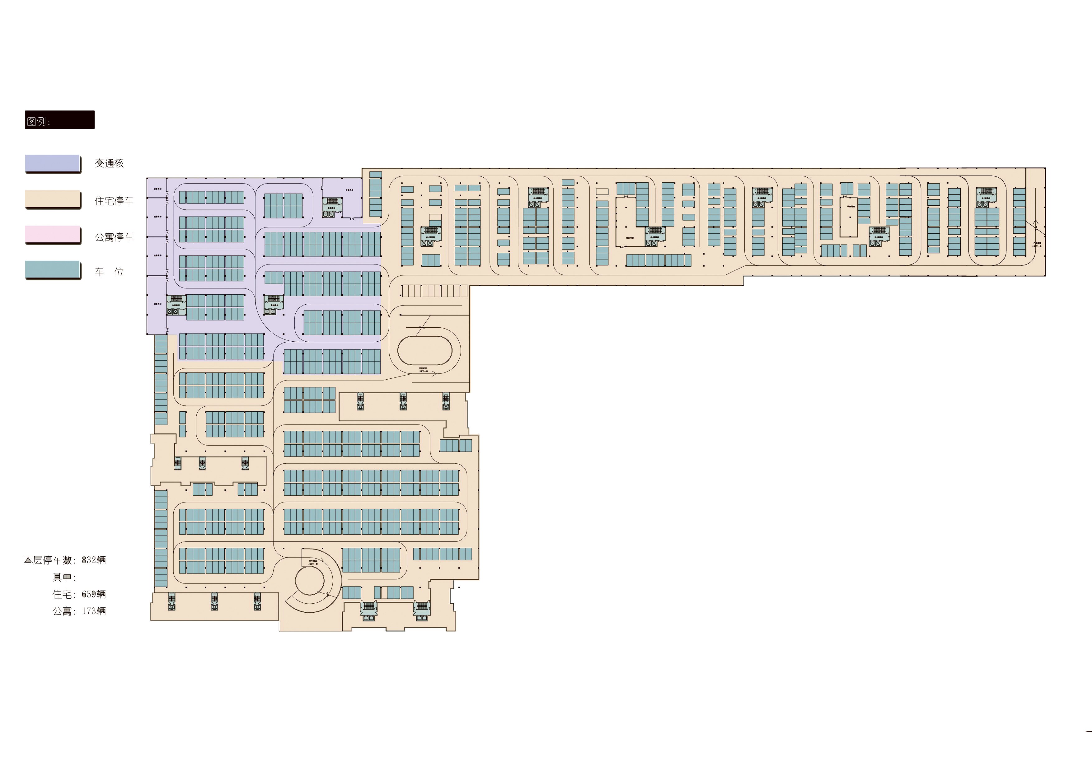停车场地库CAD施工图纸地下车库出入口地面建筑素材平面图设计图