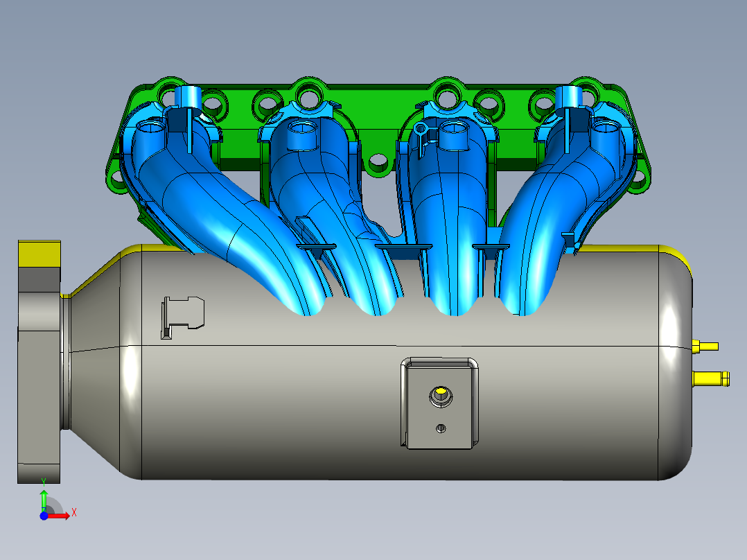 进气歧管涡轮3D模型前视图
