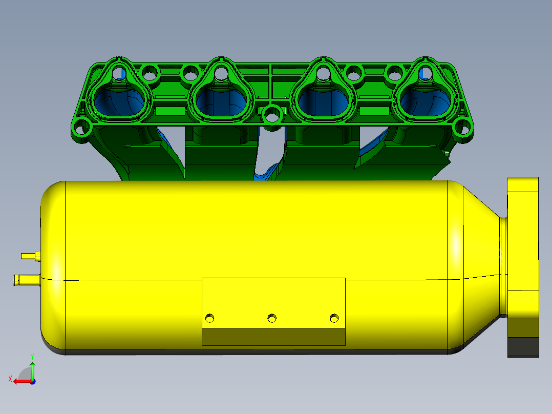 进气歧管涡轮3D模型后视图