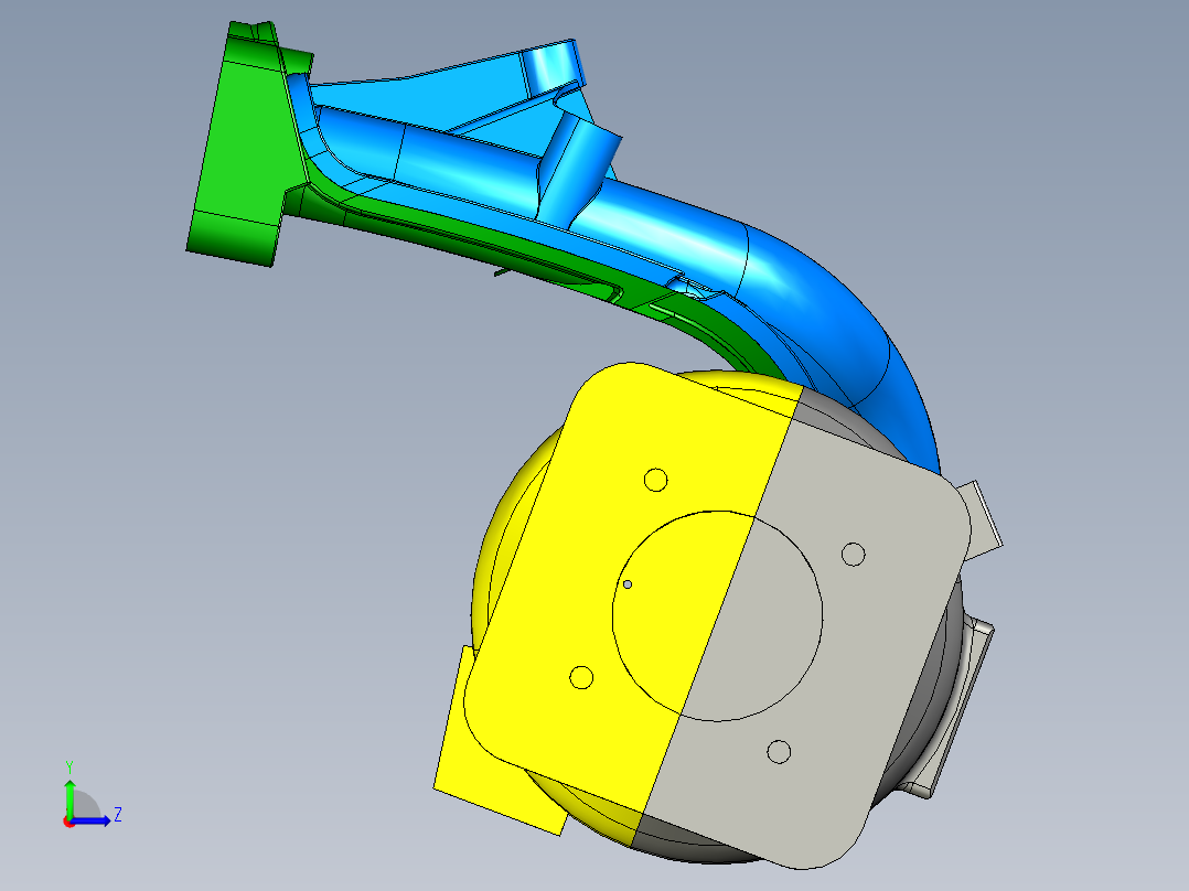 进气歧管涡轮3D模型左视图