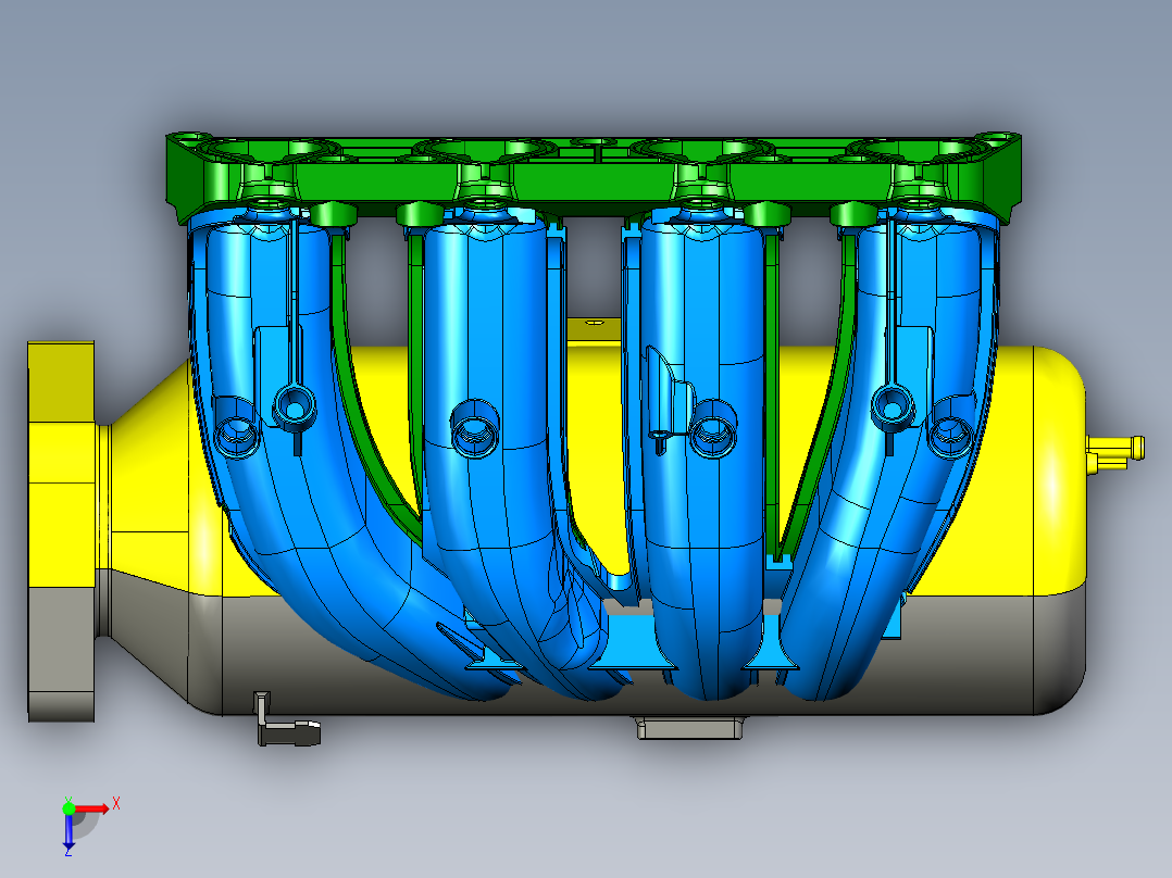 进气歧管涡轮3D模型俯视图