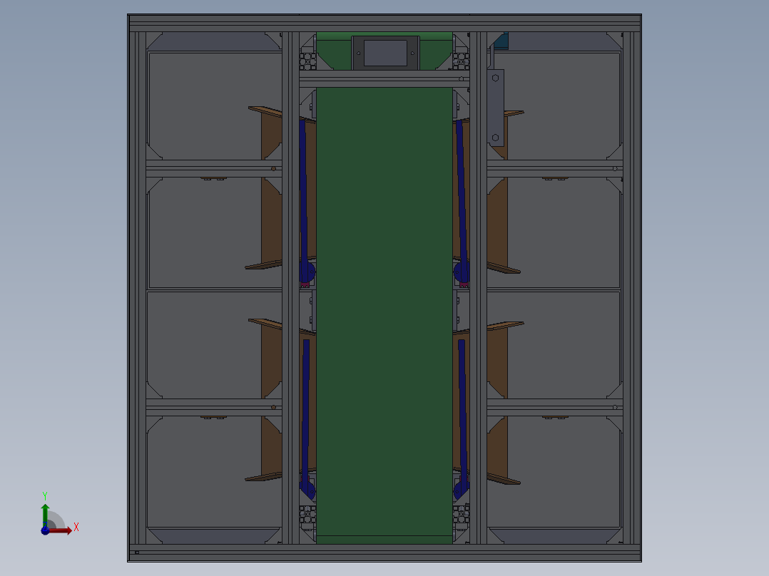 垃圾、物料自动分类3D图纸 生产线自动分类输送线 物料分类3d模型前视图