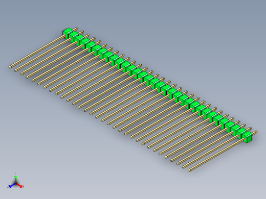 彩色公头100mil（2.54mm）系列-DS1021_green_1x32p_100mil_Type43_rev1.0正等轴测缩略图