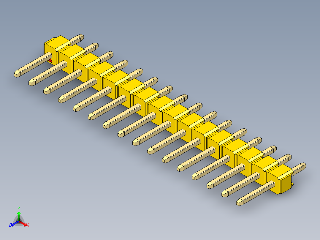 彩色公头100mil（2.54mm）系列-DS1021_yellow_1x16p_100mil_Type1_rev1.0主视图
