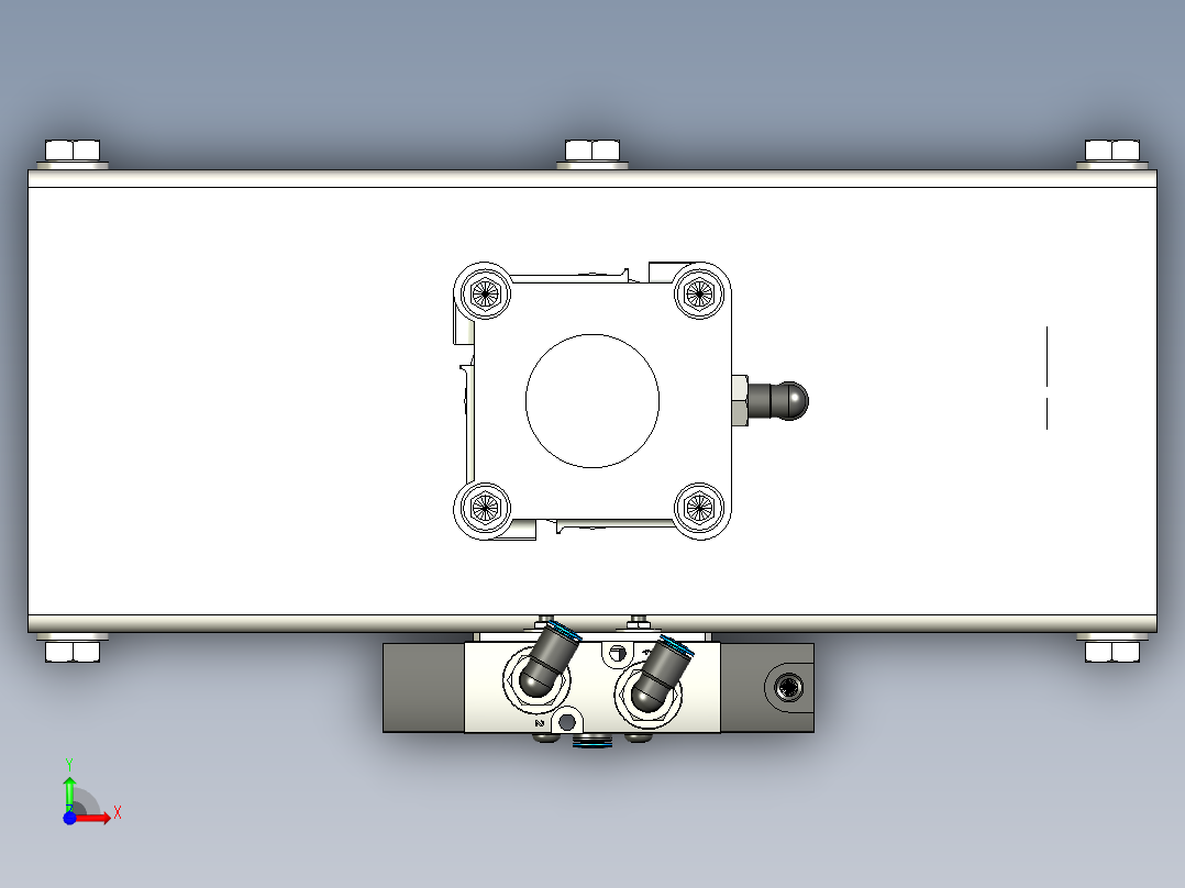 300x300mm气动滑动闸门前视图