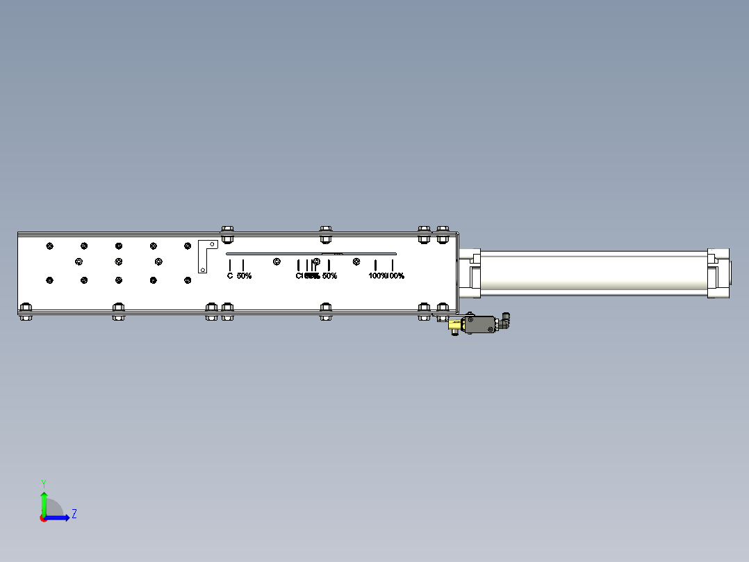 300x300mm气动滑动闸门左视图